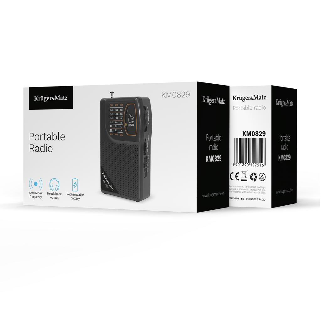 Radio przenośne analogowe kompaktowe Kruger&Matz AM/FM akumulator jack 3,5