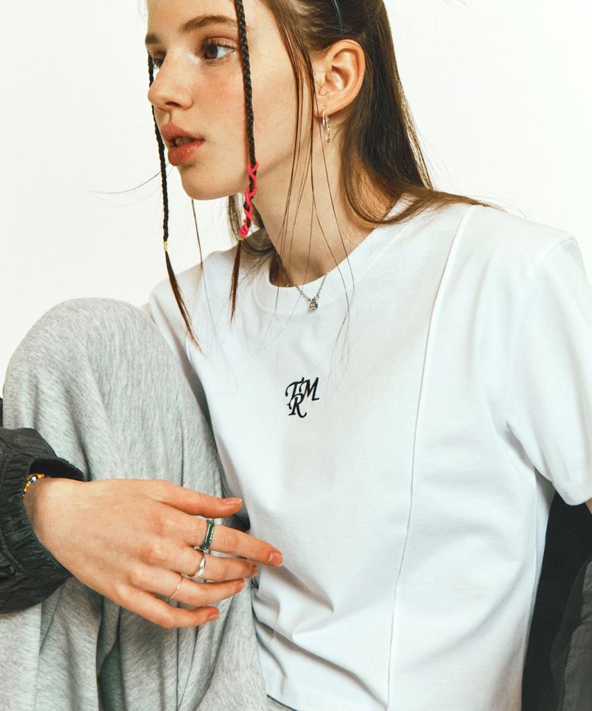 TMAKER Women'S) Logo Semi-Crop Short Sleeve T-Shirt_Raf2Tr2003Wt