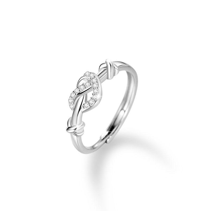 Elegant Irregular Heart Bow Open Ring For Women Girls Punk Gothic Sliver Color Adjustable Couple Rings Y2K Female Fashion Jewelry Gift
