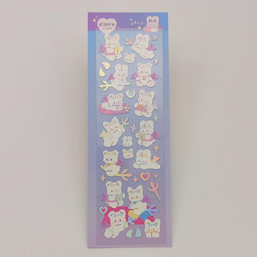 Gukka Korean Cute Rabbit & Four-Leaf Clover Glitter Stickers - Pudding & Rainbow DIY Stanning Set