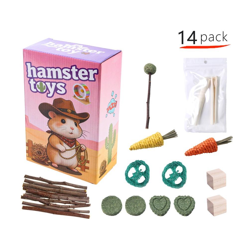 Bite Resistant Hamster Chew Toys Multi Piece Set Interactive Small Animal Toy Set Teeth Grinding Colorful Wooden Pet Toys