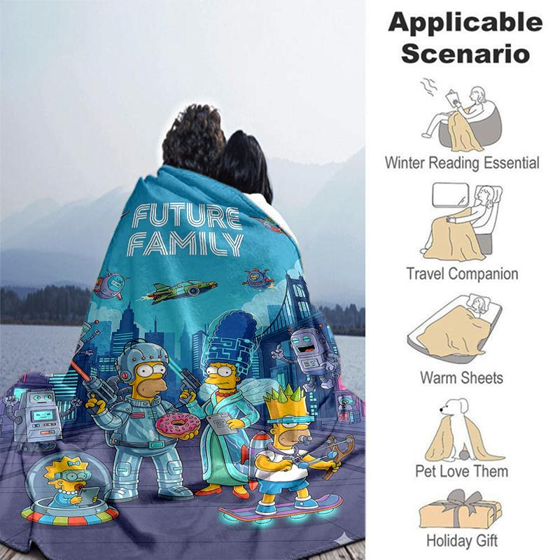 1Pc Family Adventure Future City Blanket Soft And Comfortable Casual Warm Camping Travel Christmas Halloween Gift M921787