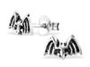 Silver Earrings Bats Small Women's Oxidized Studs Bat 925