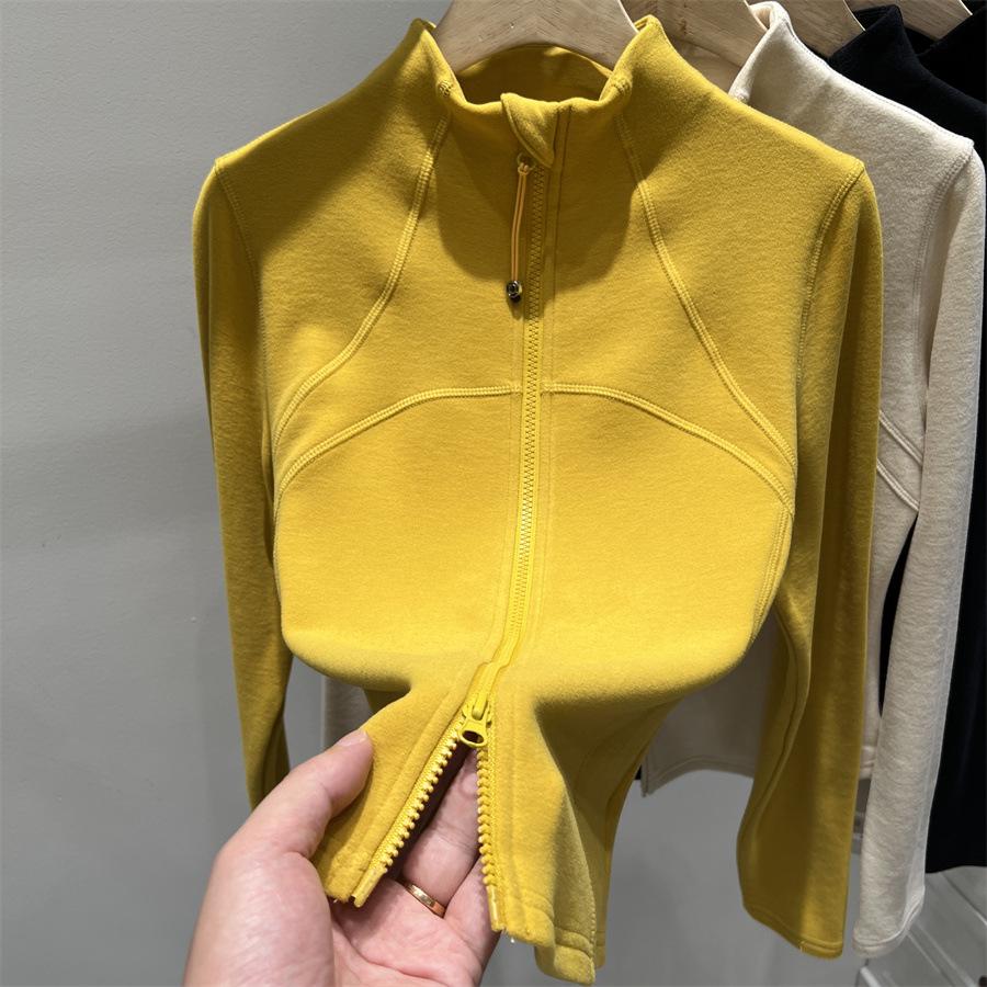 Women s Slim Fit Long Sleeve Thermal T-Shirt, Half-High Collar, Double-Sided Fleece, Double Zipper, Autumn/Winter 2025. Large