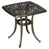 Zewnętrzny Stolik Boczny na Taras z Średnicą 38 mm. Otwór na parasol, Patio stolik kawowy z odlewanego aluminium, 54 x 54cm, Odcień brązu