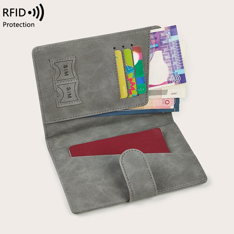 Hot-selling new anti-theft brush passport bag, simple buckle ID bag, men's and women's travel passport holder