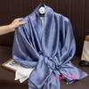 Universal in all seasons, solid-color simulated silk scarf for women, small neck decoration, versatile for women, long silk scarf, shawl for women