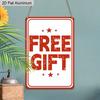 2D Flat, 1pc "FREE GIFT" Aluminium Metal Wall Decor Sign - 8"x12" Vintage Red & White Decor, Retro Star Accent Wall Art, Perfect for Store, Shop