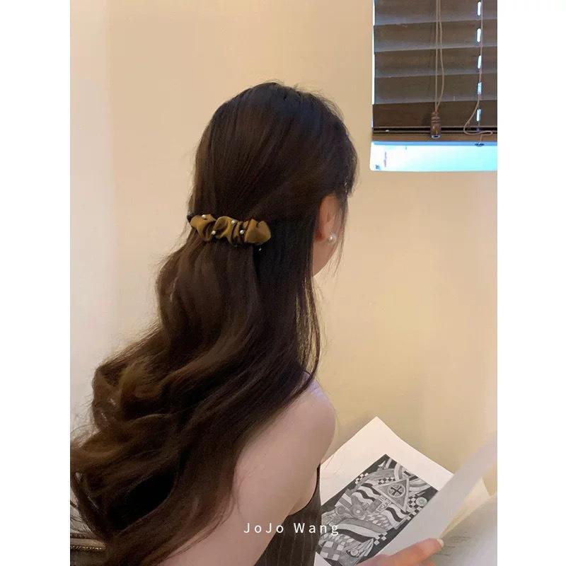 Small Pearl Banana Clip, Vertical Clip, Simple Ponytail Clip, High-end Hair Clip, Elegant Korean Hair Accessory and Headwear
