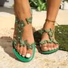 Große Damenschuhe Sommer Neu Strass Schmetterling Flache Schuhe Mode Transparente Ein-Wort-Sandalen