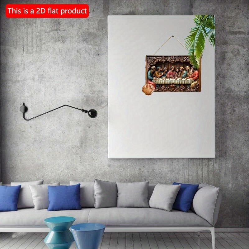 2D Flaches Holzschild 30*20cm Vintage "Das letzte Abendmahl" Jesus Christus Thema Holzwandkunst-Plakette - Kirchendekor, Café-Wandkunst Dekoratives Schild