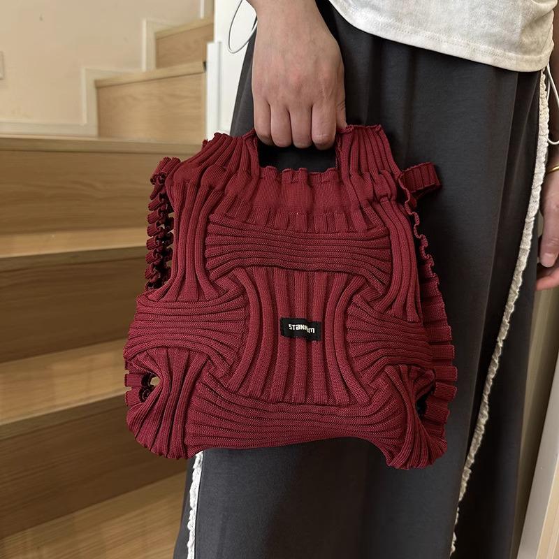 Multifunctional Pleated Elastic Knit Backpack