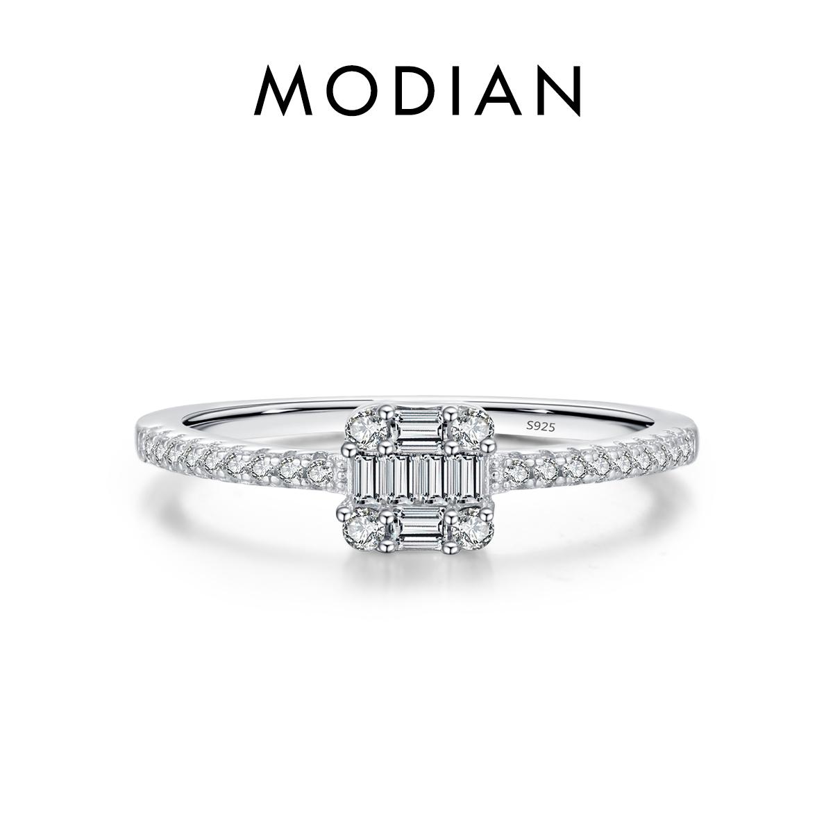 

Solid 925 Sterling Silver Simple Square Luxury Dazzling CZ Engagement Ring For Women Wedding Statement Fine Jewelry Gift 9