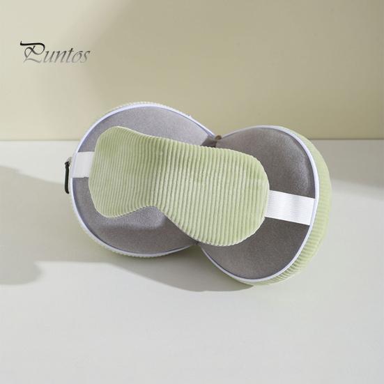 Compact Travel Pillow Neck with Eye Mask 2-in-1 Portable Support Zippered Adjustable Foldable Carabiner for Pain Relief Flights Car Trips Airplane