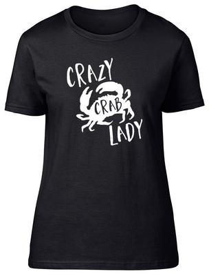 Crazy Crab Lady Womens Ladies Short Sleeve Fitted T-Shirt