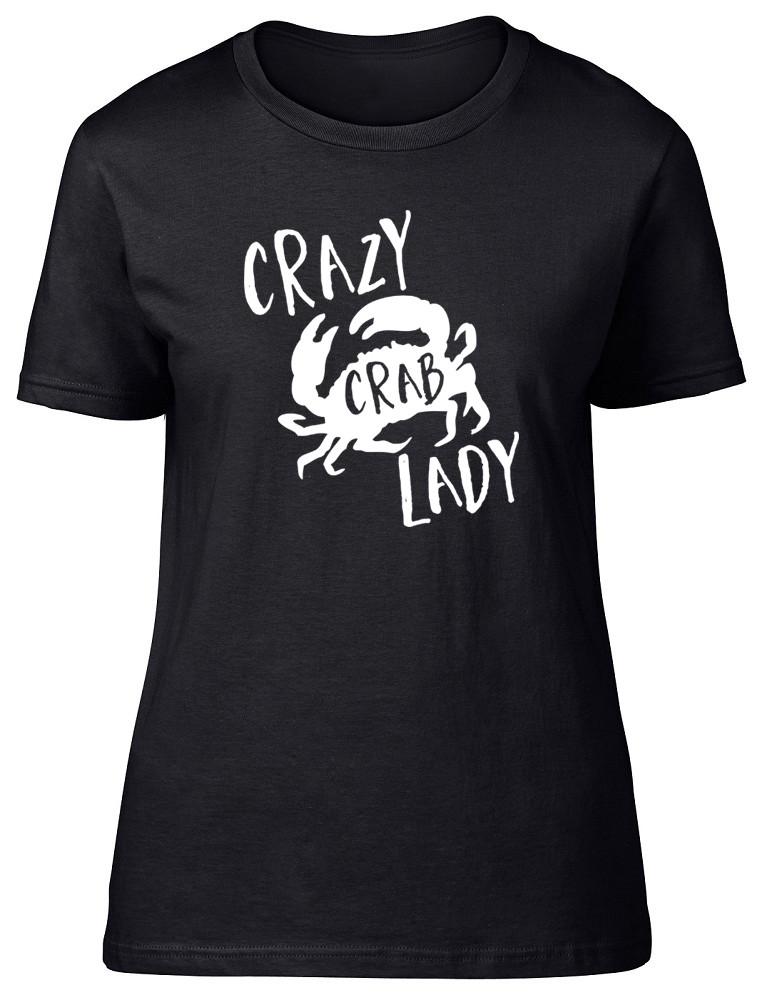 Crazy Crab Lady Womens Ladies Short Sleeve Fitted T-Shirt L