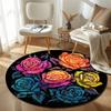Handmade Style Round Hearts Multicolor Accent Rug, Non-Slip Floor Mat for Kids Room