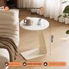 Modern Side Table with Wooden Top, Stylish Living Room Coffee Table, C-Shaped Bedside Nightstand, Compact Round End Table