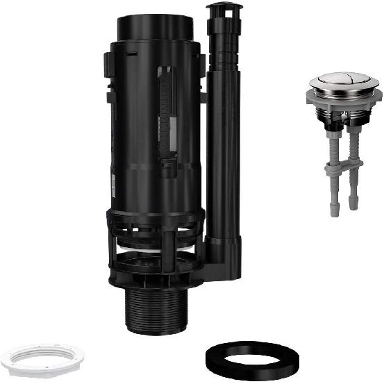 R&T 2-Inch Toilet dual flush valve replacement kit with Push Button Dual Flush Toilet Repair Kit Toilet Tank Parts Replacement for 2-piece Toilet