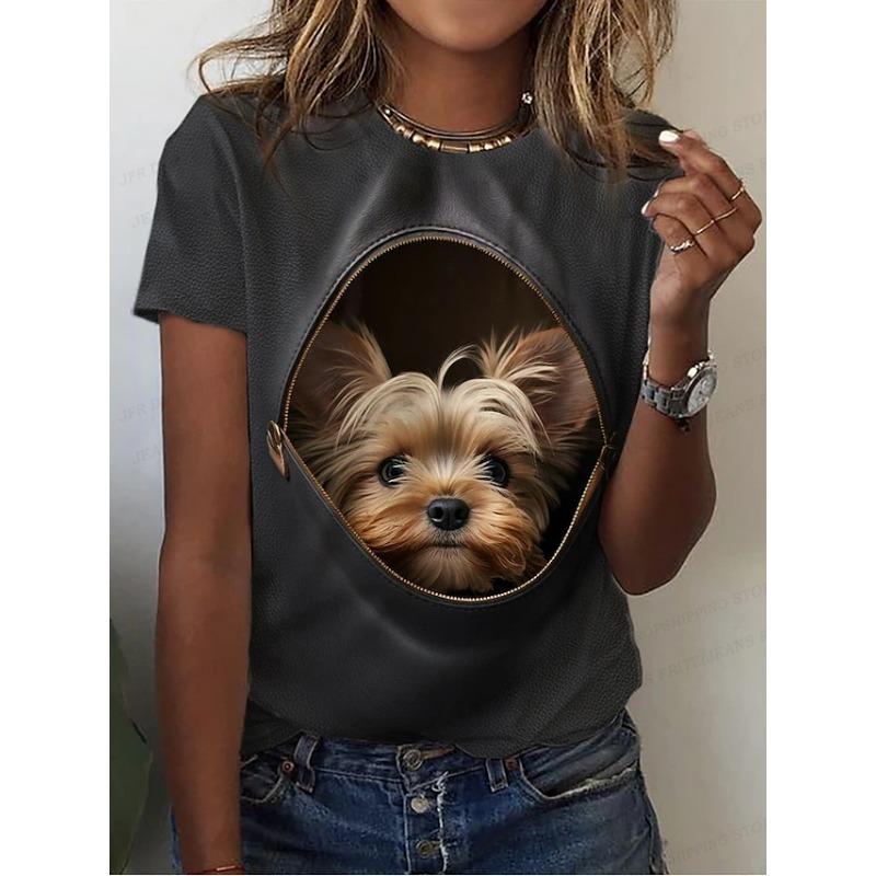 Animal Dog 3d Print T-shirt Women Fashion Oversized T-shirts Short Sleeve Tops Tees Anime Kawaii T Shirt Children Clothing Cat