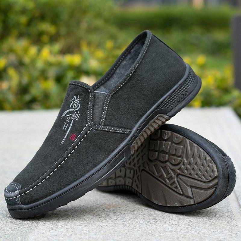 Spring New Canvas Shoes Men's Shoes Casual Shoes Breathable Soft Baseplate Shoes Non-slip and Wear-resistant One-pedal Lazy Shoes Tide
