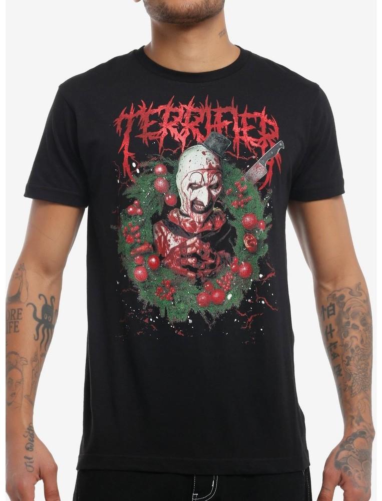 Terrifier Art The Clown Wreath T-Shirt Unisex Size S-5XL Halloween Apparel Unisex T-Shirt S