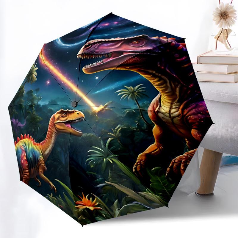 1pc Dinosaur Galaxy Automatic Folding Umbrella, Sturdy And Durable Automatic Folding Umbrella with 8 Ribs, Convenient for Outdoor Use094