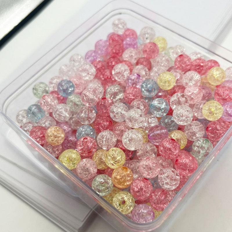 

Прозрачные круглые бусины смешанного стиля для DIY блестящего кракелюрного браслета. Light Blue Crackle Glass Beads