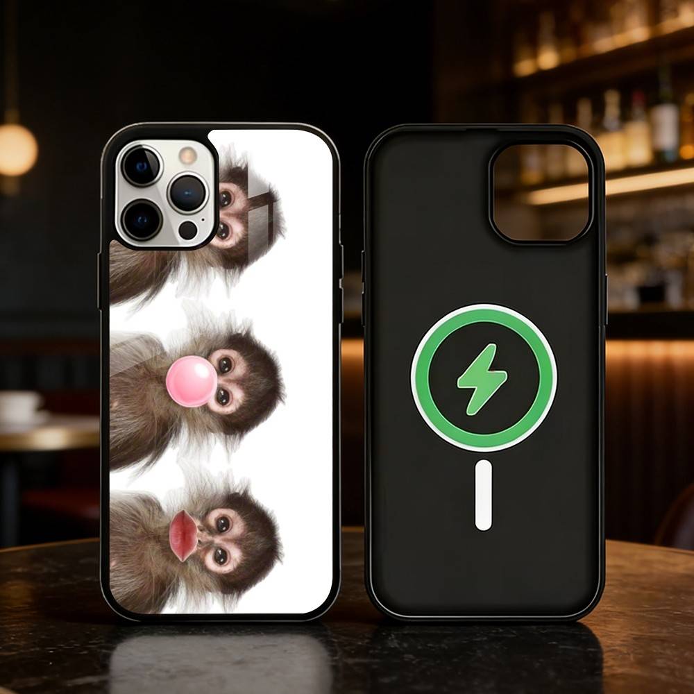 Monkey Abstract Funny Phone Case For iPhone 17/16/15/14/13/12/Plus/Pro/Max for Magnetic Wireless Charging