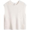 Solid Color Asymmetrical Cut Sleeveless Knit Sweater Women Tops Cream J222846