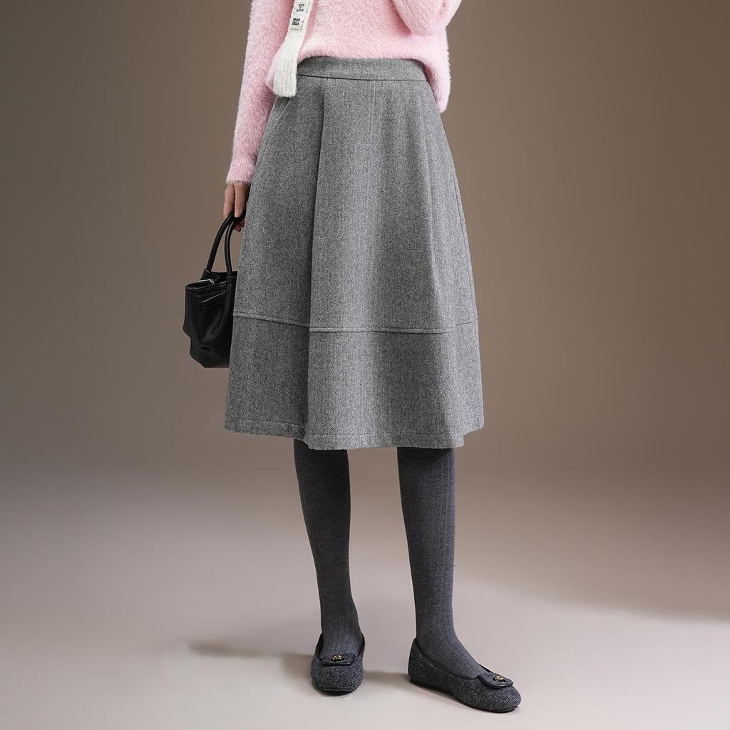 2025 Winter Slimming A-Line Wool Skirt: Mid-Length, Hip-Covering, Stylish & Comfortable Drape