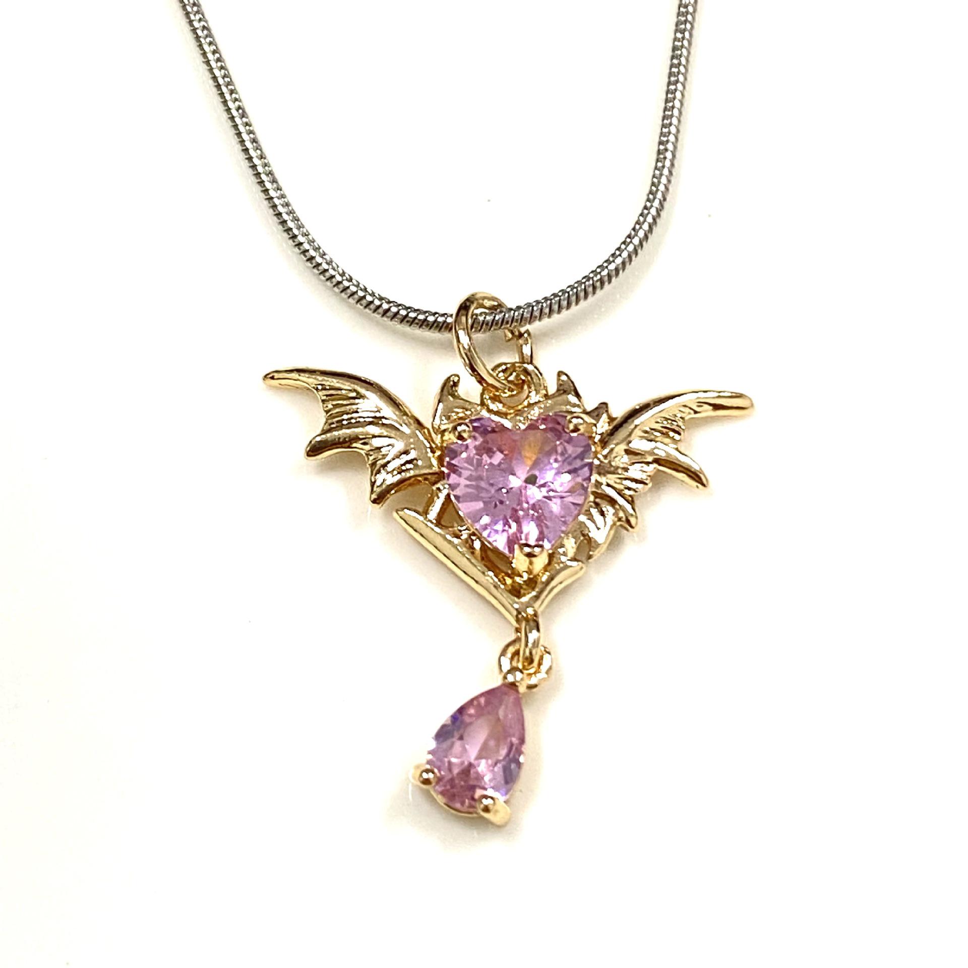 Handmade Rhinestone Angel Wing Crystal Pendant with High Color Retention