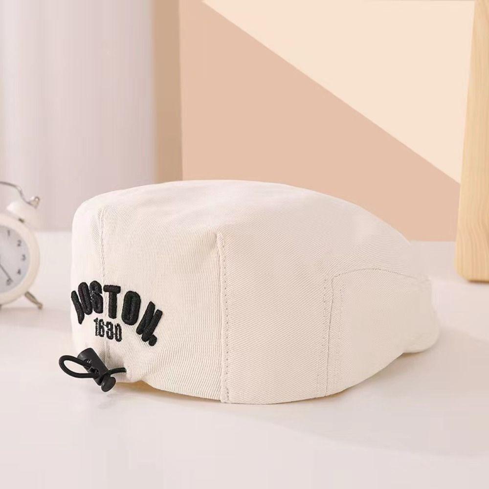 Letter Embroidered Beret Hat Retro Denim Peaked Caps Fashion Duck Tongue Cap  for Kids