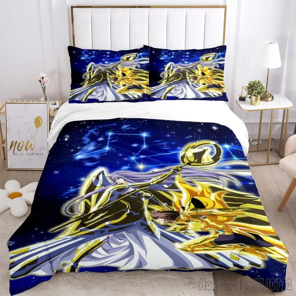 Admire Saint Seiya Pattern Cartoon Duvet Cover Set HD Comforter Cover for Kids Bedding Sets Bedclothes Bedroom Decor