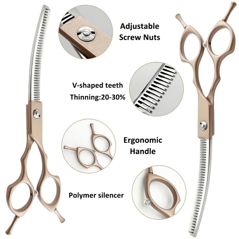 7inch Curved Chunkers Shears Stainless Steel Dog Grooming Scissors, Special Designed Pet Scissors