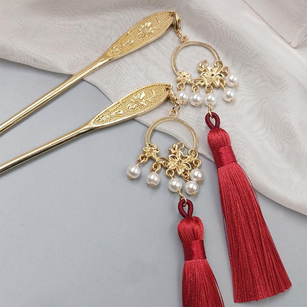 Headdress For Bride Hanfu Headwear Hair Accessories Hairpins Tassel Hair Stick Women Hair Fork