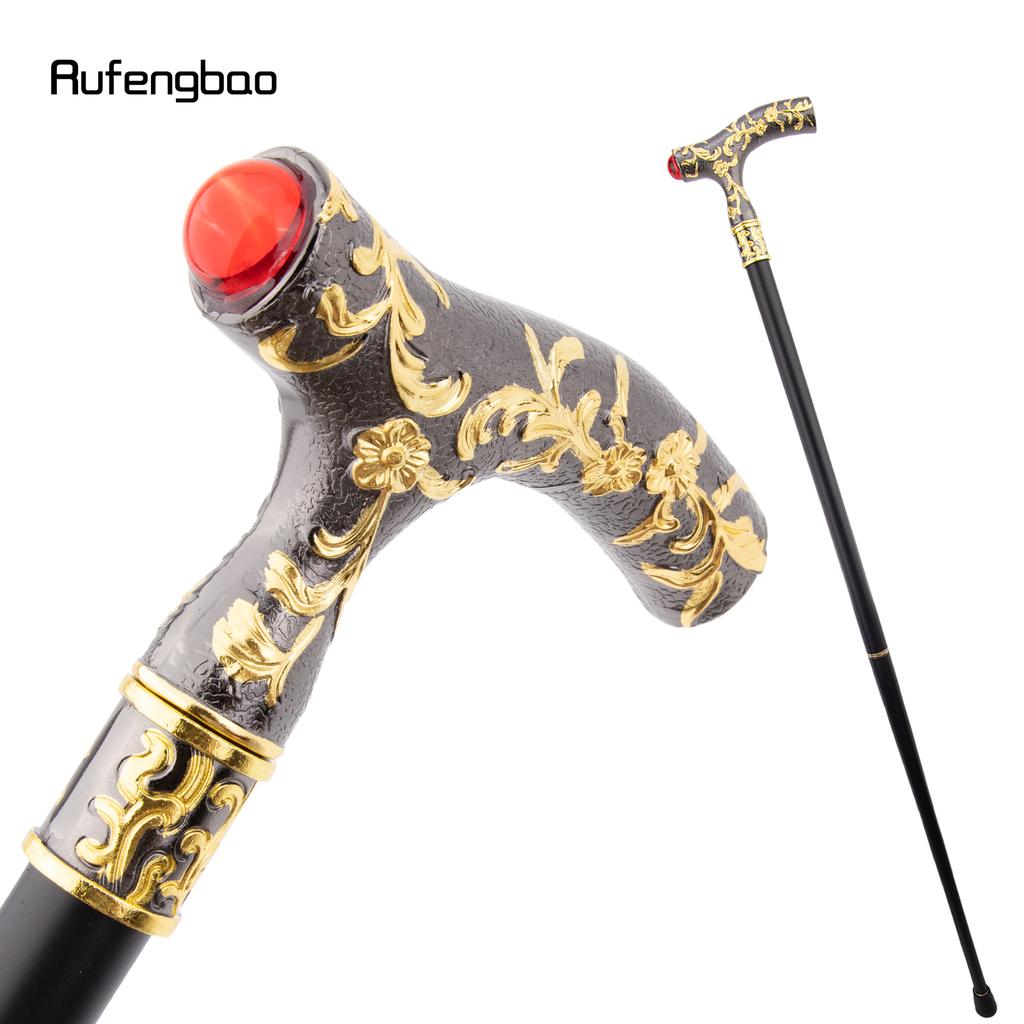 Red Diamond Golden Black Flower Ball Fashion Stick Decorative Stick Cospaly Vintage Party Fashionable Walking Cane Crosier 92cm