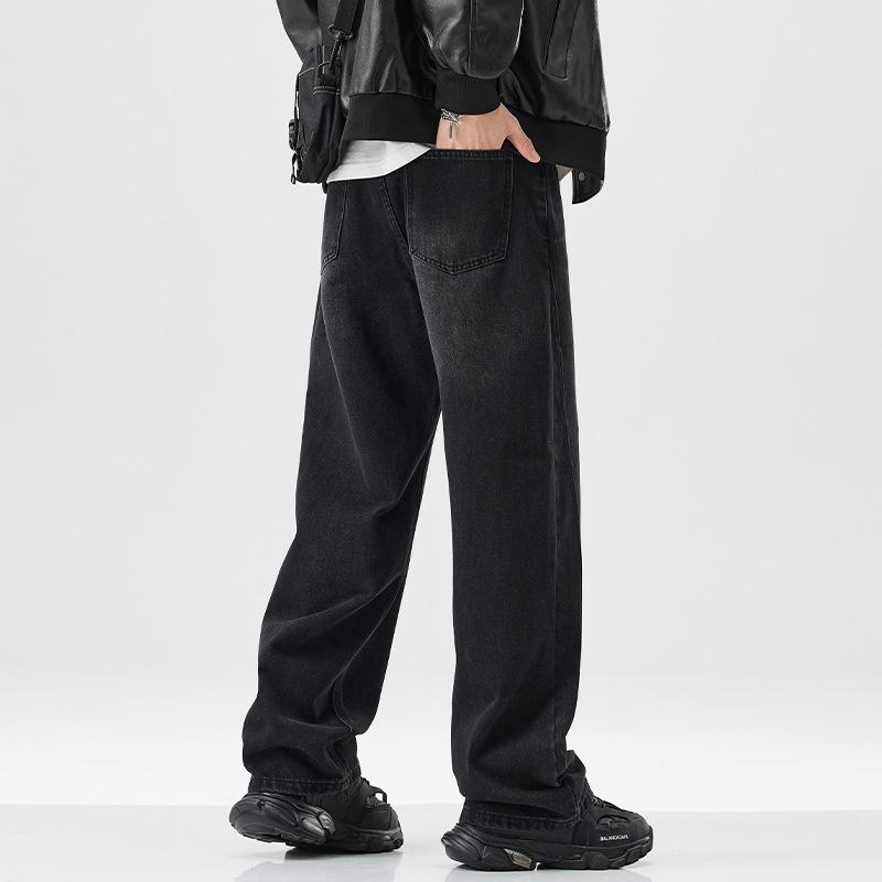 New Spring and Autumn Retro Jeans for Men's High Street Loose Straight Wide-leg Pants