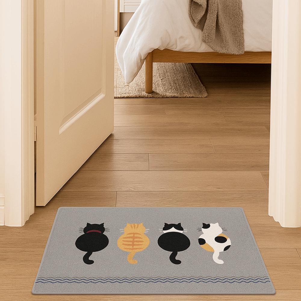Flax Cat Door Mat Cartoon Kitchen Mat Durable Entrance Doormat  Laundry Room