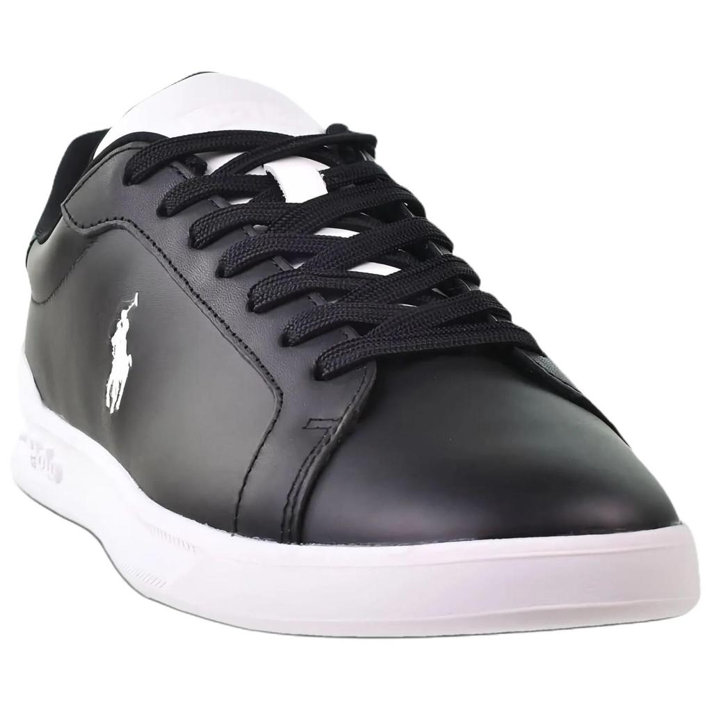 Polo Ralph Lauren Heritage Court II Leather Round Toe Lace-Up Logo Detail Low-Top Sneakers Men Sneakers Black 809944784004