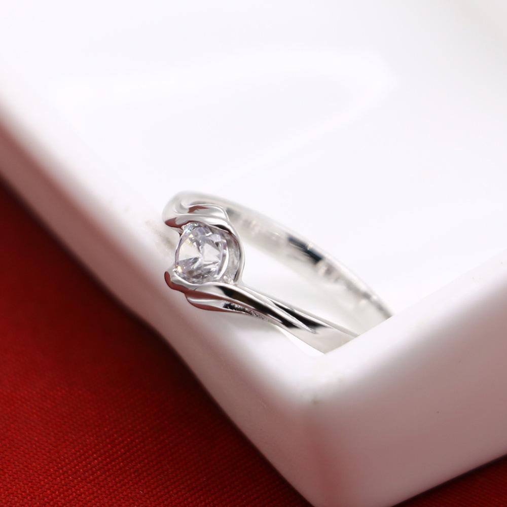 Simple Thick Platinum Plated 5A Zircon Ring Women'S Single Ring Ring Birthday Gift