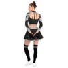 Uniforme Brillante da Cheerleading da Donna Manica Lunga Strass Crop Top Gonna da Pattinaggio