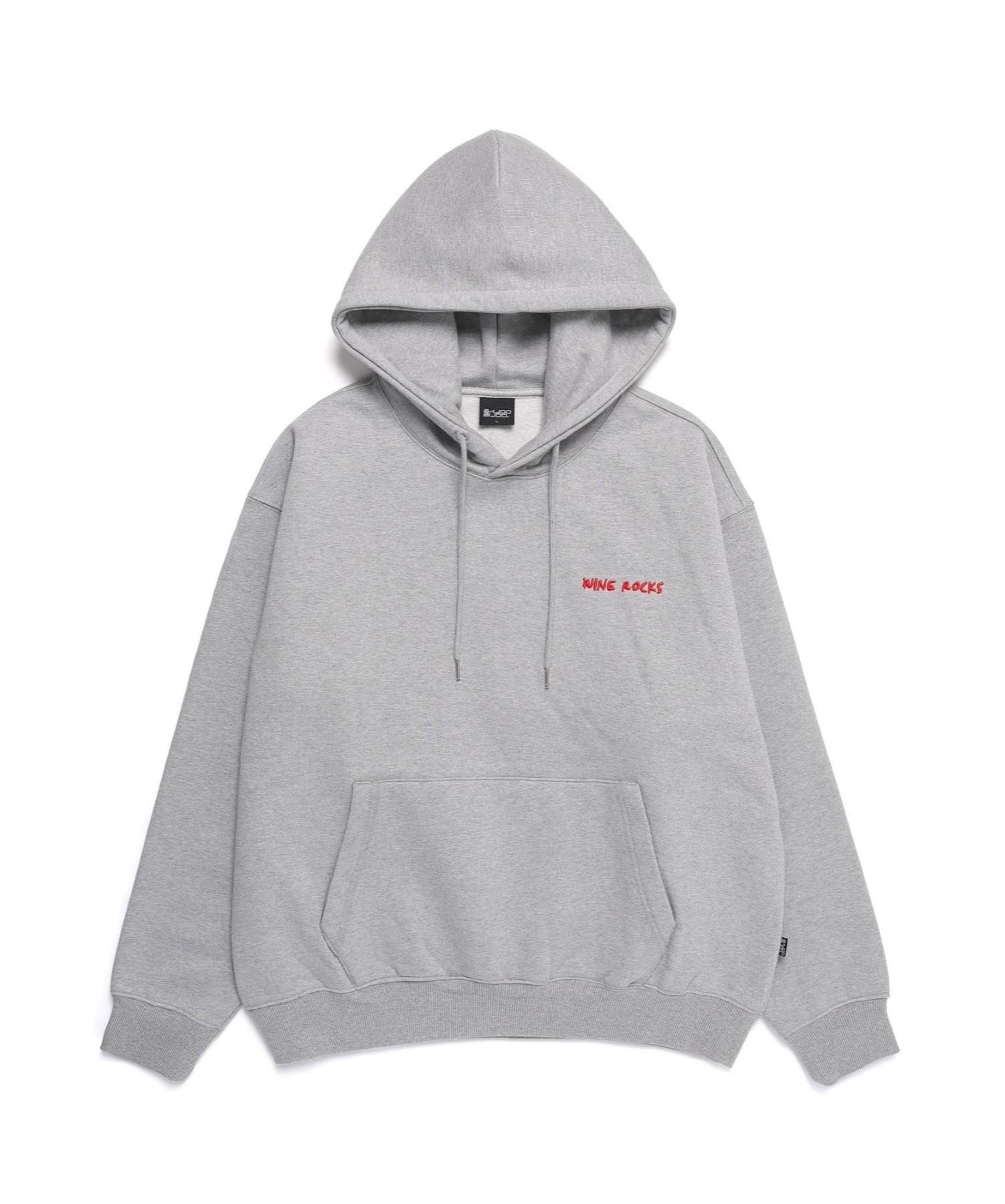 Bajubiju Wine Rocks Embroidery Over-Fit Hoodie [Grey] L