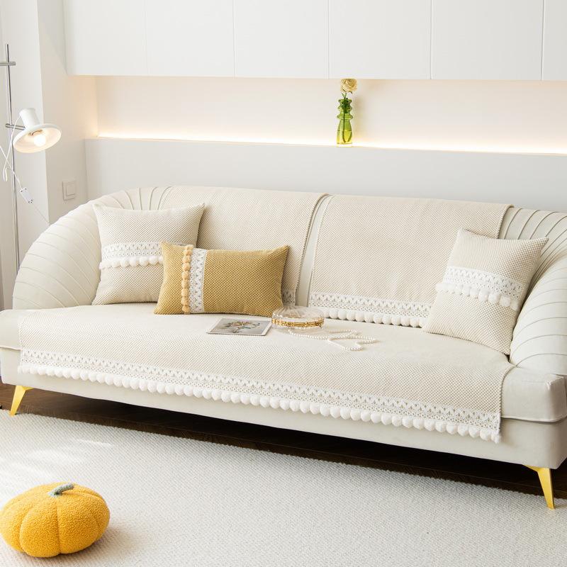 Light French Cream Wind Sofa Cushion Universal In All Seasons New  Non-Slip Leather Cushion Straight Row Cover Cover Cloth Towel