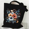 Elegant Wildflowers Aesthetic Canvas Handbag Reusable Floral Shopping Tote Bag for Women