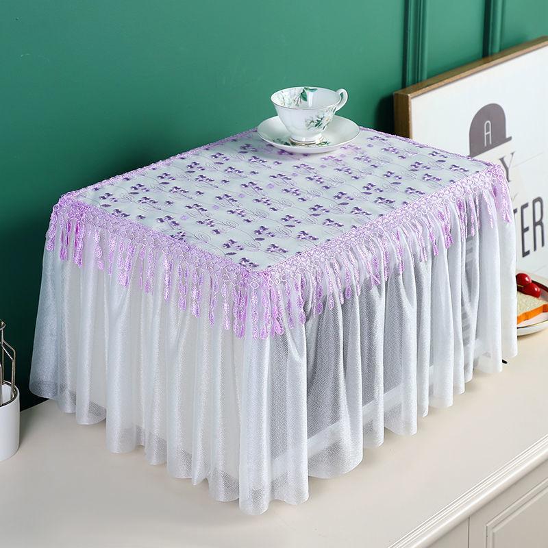 Lace Microwave Oven Cover Universal Breathable Full Covered Washable Double-layer Cloth Oil Proof Dust-proof Oven Cover ZC822