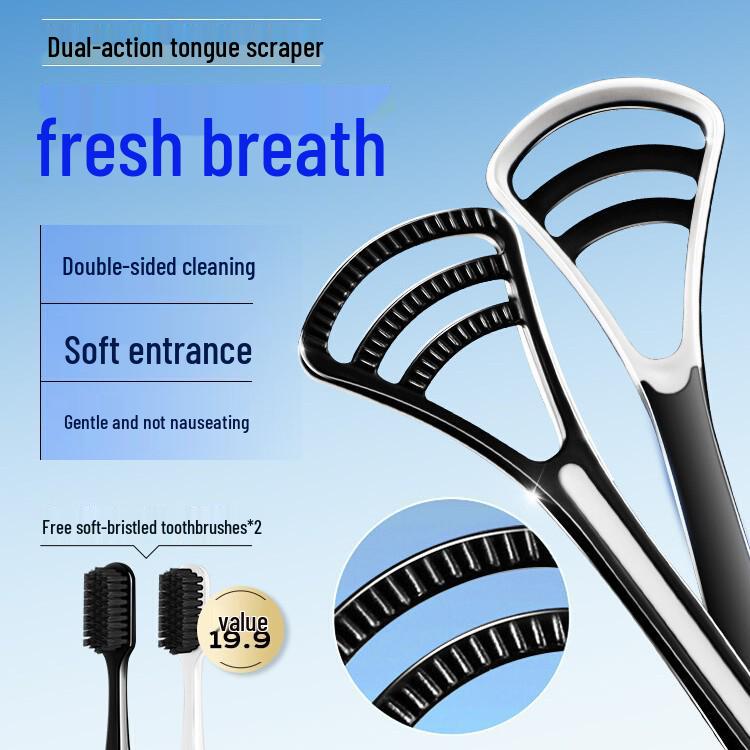 Newcomer Exclusive 4.0: Tongue Scraper & Coating Brush for Adults - Fresh Breath Solution