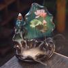 Reverse Flow Incense Burner Ornament Home Indoor Zen Tea Ceremony Chinese Style Lotus Pattern Aromatherapy Stove Decoration, 1Pc