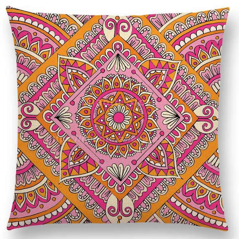 Neuheiten Boho Bunt Sonnenaufgang Regenbogen Diamantblumen Blüte Paisley Blumenmuster Mandalas Drucke Kissenbezug Kissen