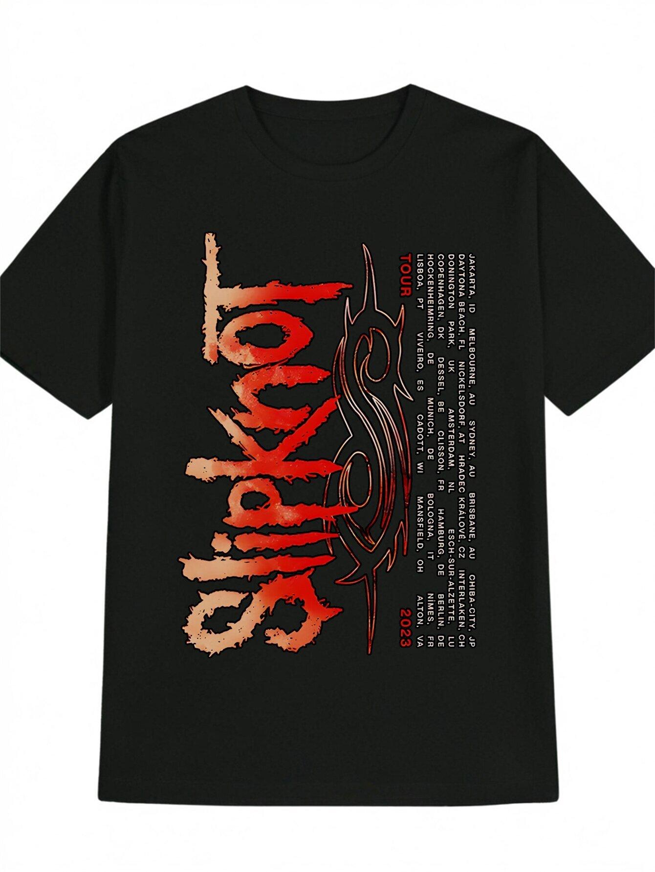 

Summer Style] Casual Crew Neck T-shirt with SLIPKOT Graphic Print - Black XXXXL
